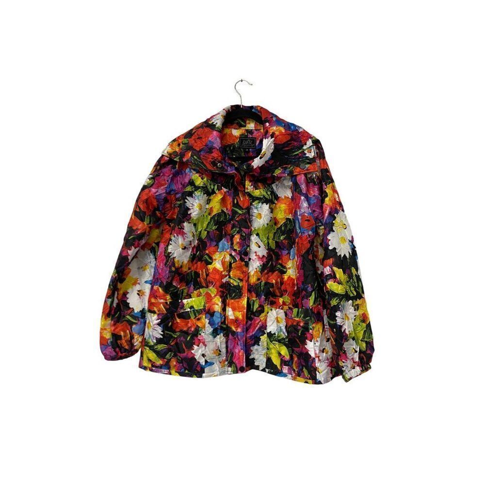 UBU Womens Jacket Size M Multicolor Floral Abstract Full Zip Lightweight 17107P